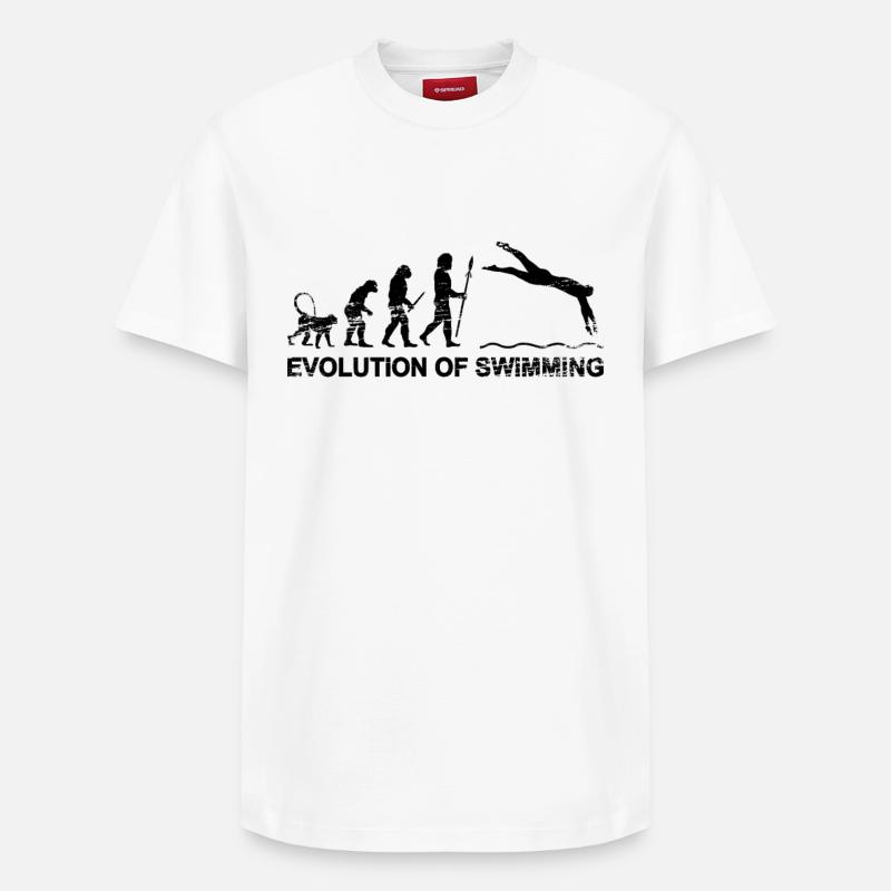 Schwimmer Evolution - Relaxed Unisex Supima Cotton T-Shirt – von SPREAD - Weiß