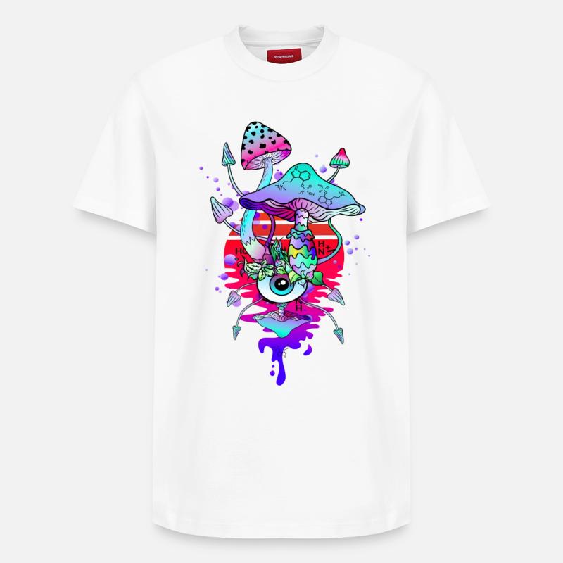 Champignons Magiques Champignons Psychédéliques - T-shirt unisexe décontracté en coton Supima – de SPREAD - blanc