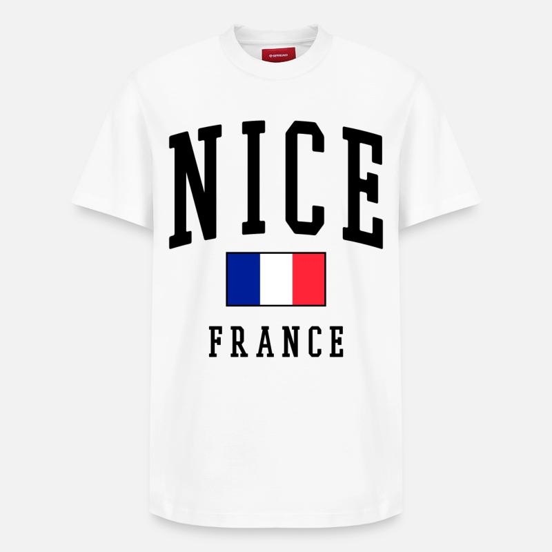 Nice - France - Drapeau - T-shirt unisexe décontracté en coton Supima – de SPREAD - blanc