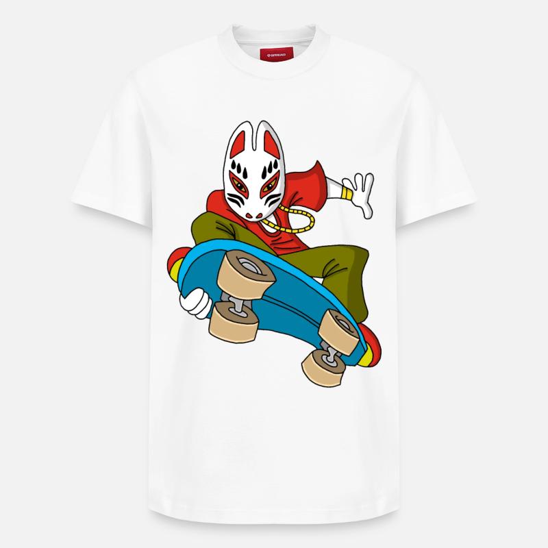 Fox Kitsune Skateboarding - Relaxed Unisex Supima Cotton T-Shirt – von SPREAD - Weiß