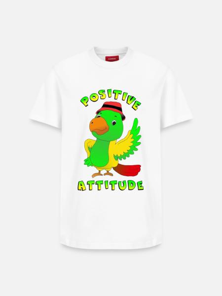 Positive attitude perroquet - T-shirt unisexe décontracté en coton Supima – de SPREAD - blanc