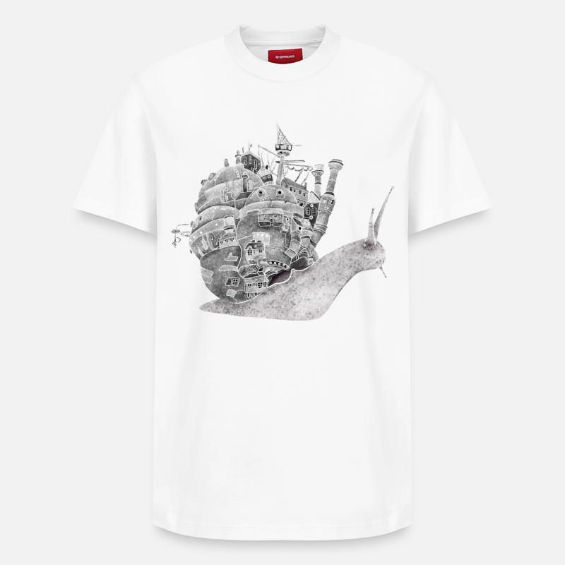Escargot avec Château ambulant - T-shirt unisexe décontracté en coton Supima – de SPREAD - blanc