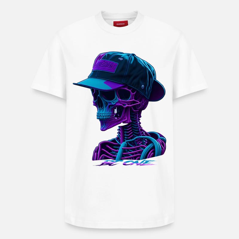 Skelett mit Kappe - Relaxed Unisex Supima Cotton T-Shirt – von SPREAD - Weiß