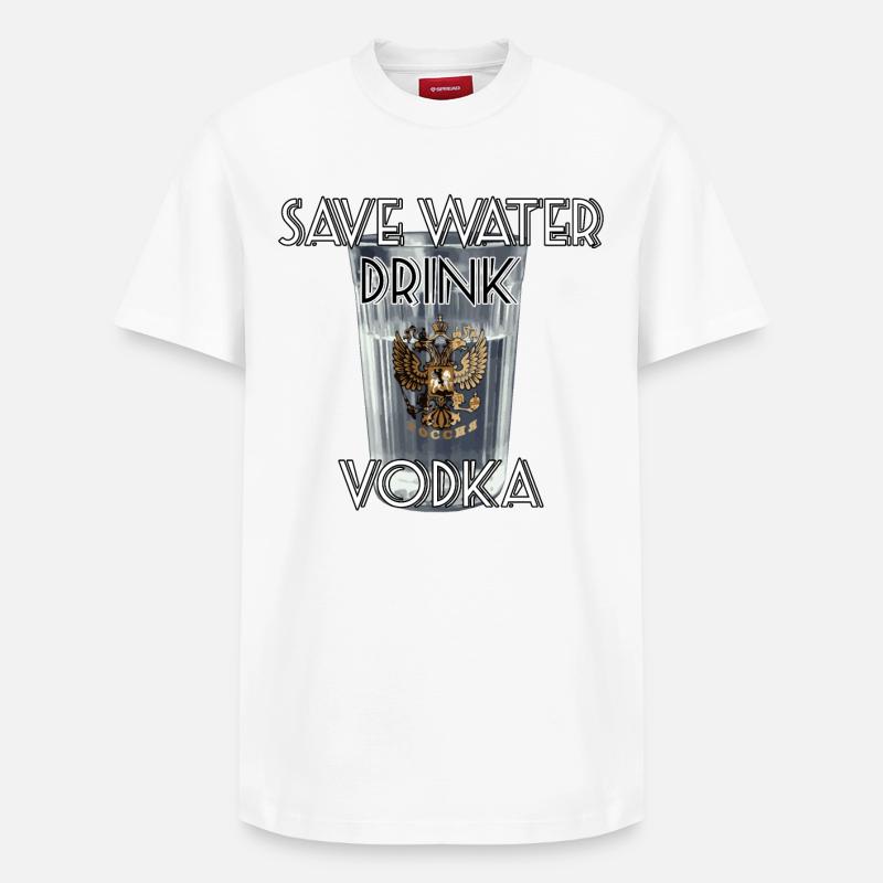 Save Water Drink Vodka Geschenk - Relaxed Unisex Supima Cotton T-Shirt – von SPREAD - Weiß