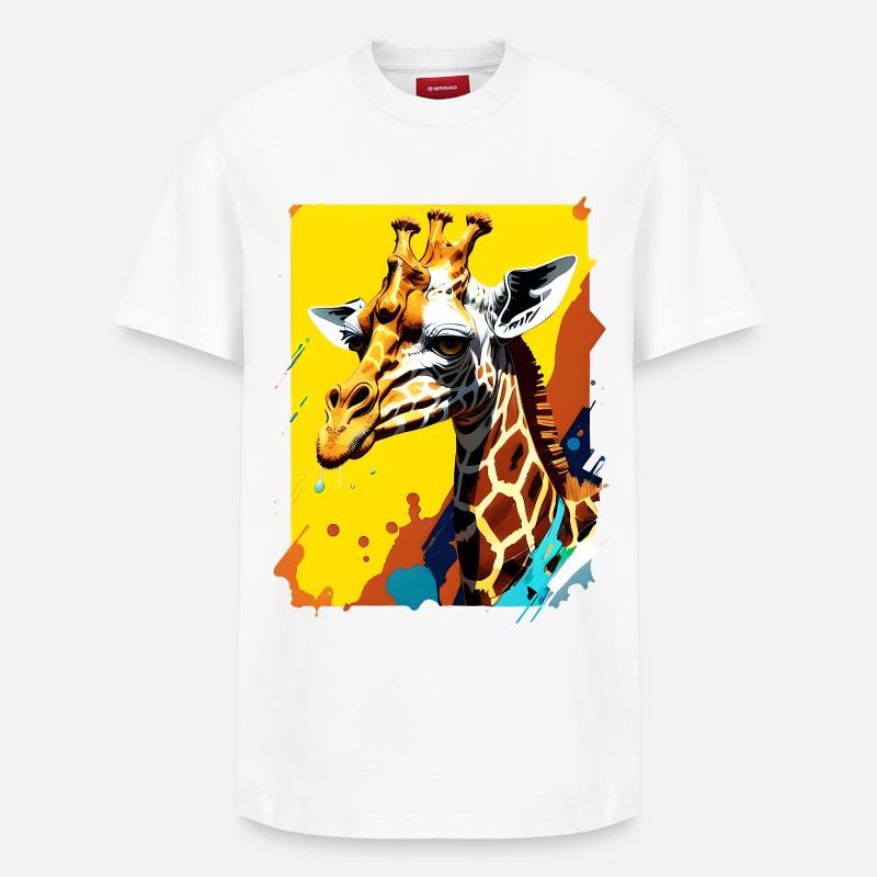 Giraffe Farbexplosion Neon - Relaxed Unisex Supima Cotton T-Shirt – von SPREAD - Weiß