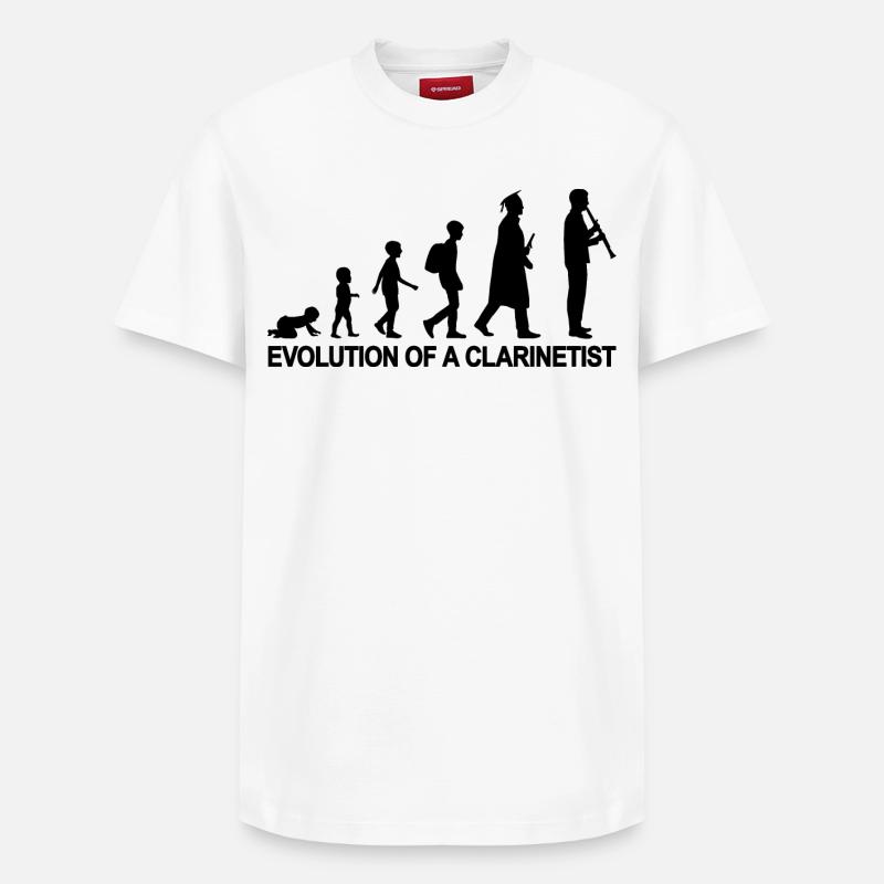 Evolution Of A Clarinetist - Relaxed Unisex Supima Cotton T-Shirt – von SPREAD - Weiß