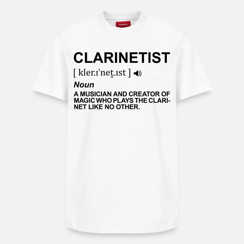 Prononciation du joueur de clarinette - T-shirt unisexe décontracté en coton Supima – de SPREAD - blanc