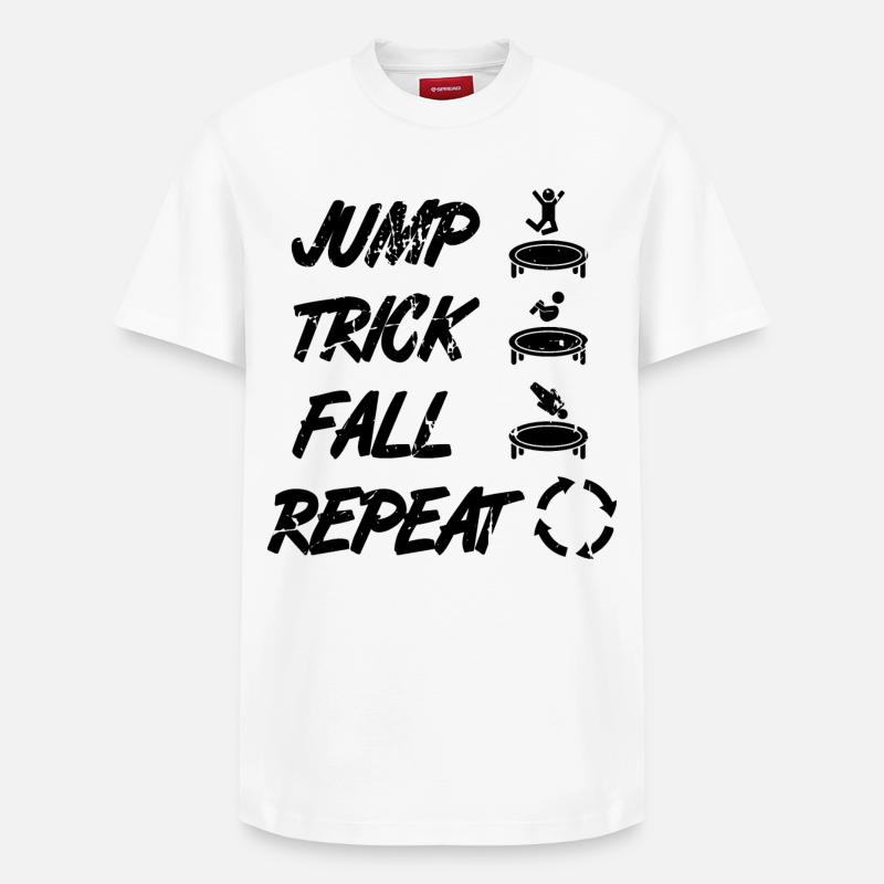 Jump Trick Fall Repeat - Relaxed Unisex Supima Cotton T-Shirt – von SPREAD - Weiß
