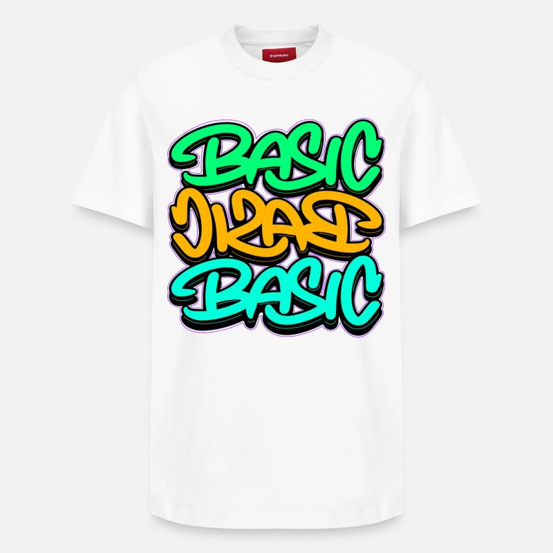 Urban Graffiti Basic Dreifach Schrift - Relaxed Unisex Supima Cotton T-Shirt – von SPREAD - Weiß