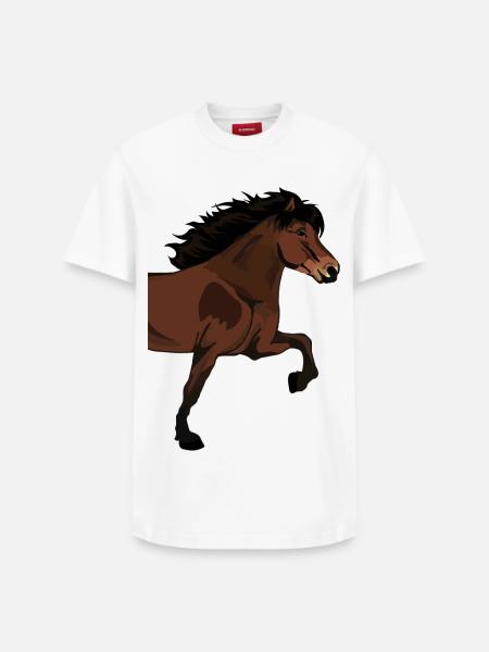 Big Side-Tölter Islandpferd – Brauner - Relaxed Unisex Supima Cotton T-Shirt – von SPREAD - Weiß