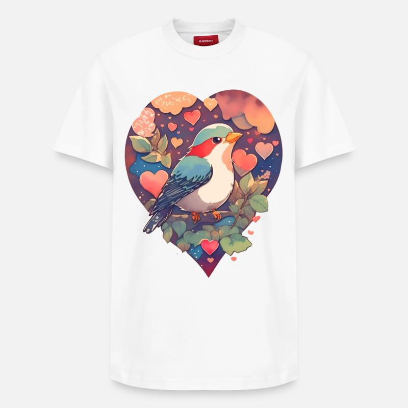 Vogel mit Herz - Relaxed Unisex Supima Cotton T-Shirt – von SPREAD - Weiß