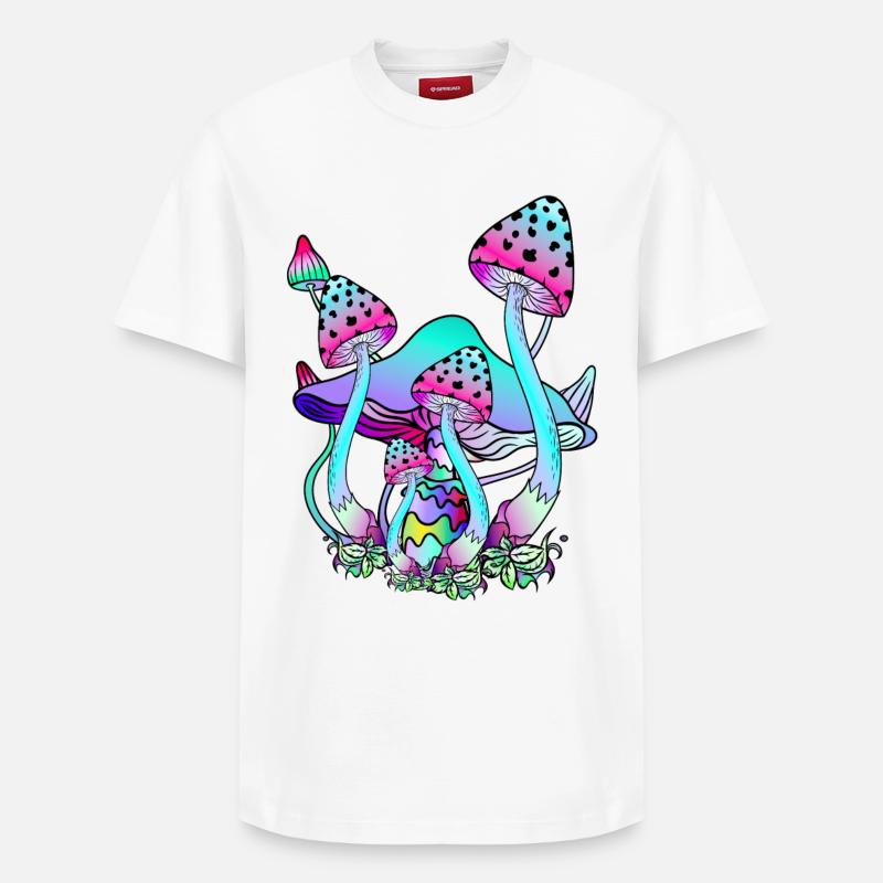 Champignons magiques Art Champignon Psychédélique - T-shirt unisexe décontracté en coton Supima – de SPREAD - blanc