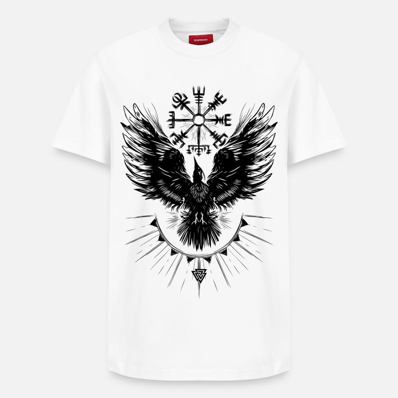 Corbeau Viking Vegvisir Valknut - T-shirt unisexe décontracté en coton Supima – de SPREAD - blanc