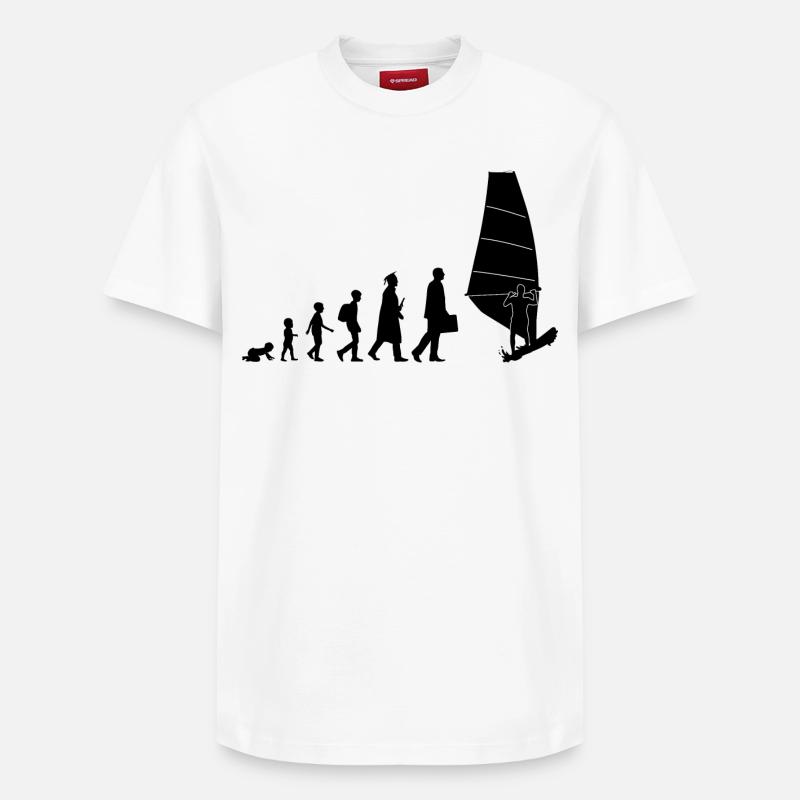 Entwicklung des Windsurfens - Relaxed Unisex Supima Cotton T-Shirt – von SPREAD - Weiß