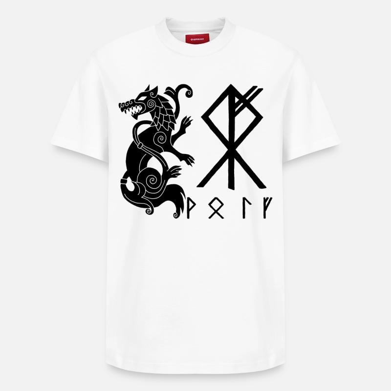 Fenrir Schwarzer Wolf - Relaxed Unisex Supima Cotton T-Shirt – von SPREAD - Weiß