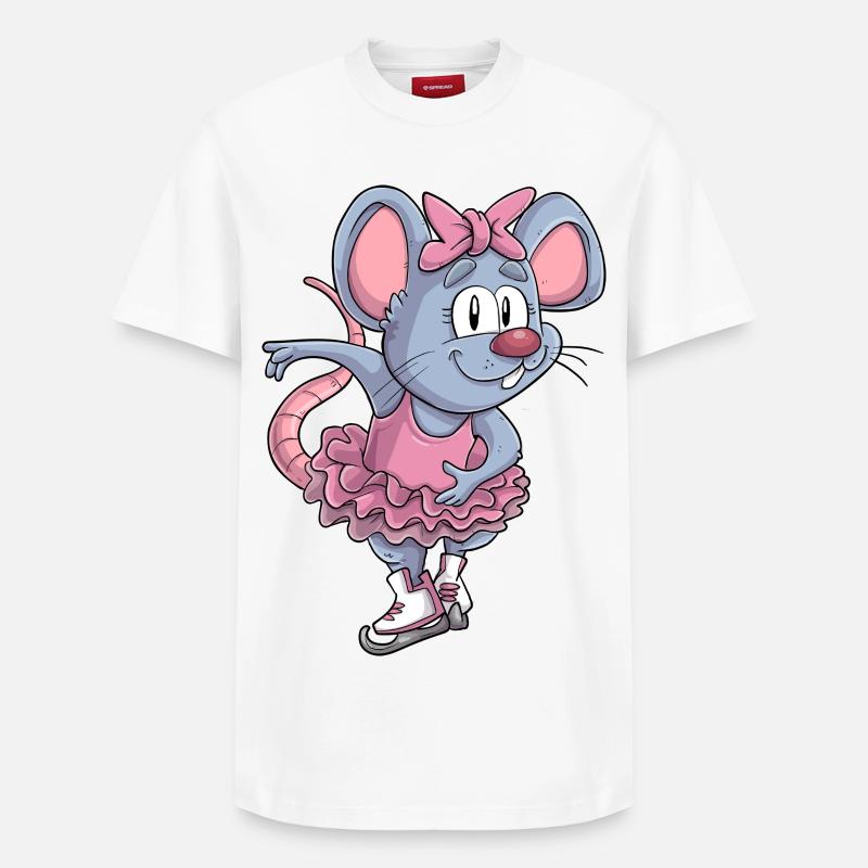 Schlittschuh Maus / Eiskunstlauf Mäuschen - Relaxed Unisex Supima Cotton T-Shirt – von SPREAD - Weiß