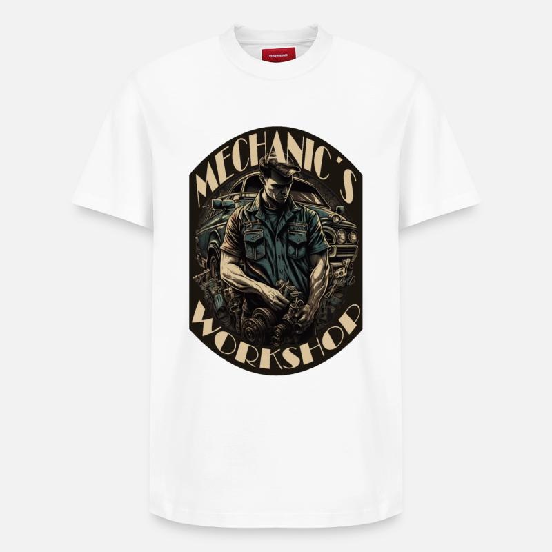 Mécanicien automobile avec lettrage - T-shirt unisexe décontracté en coton Supima – de SPREAD - blanc