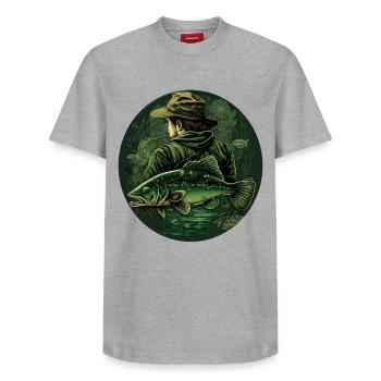 Anglers fishing - Relaxed Unisex Supima Cotton T-Shirt – by SPREAD - white - Front - AI Model Female 172 dark (172cm) & AI Model Male 185 dark (185cm)