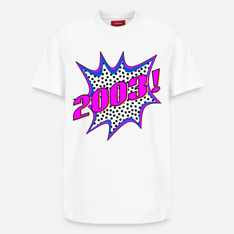 LETTERING 2003 POPART - Relaxed Unisex Supima Cotton T-Shirt – by SPREAD - white