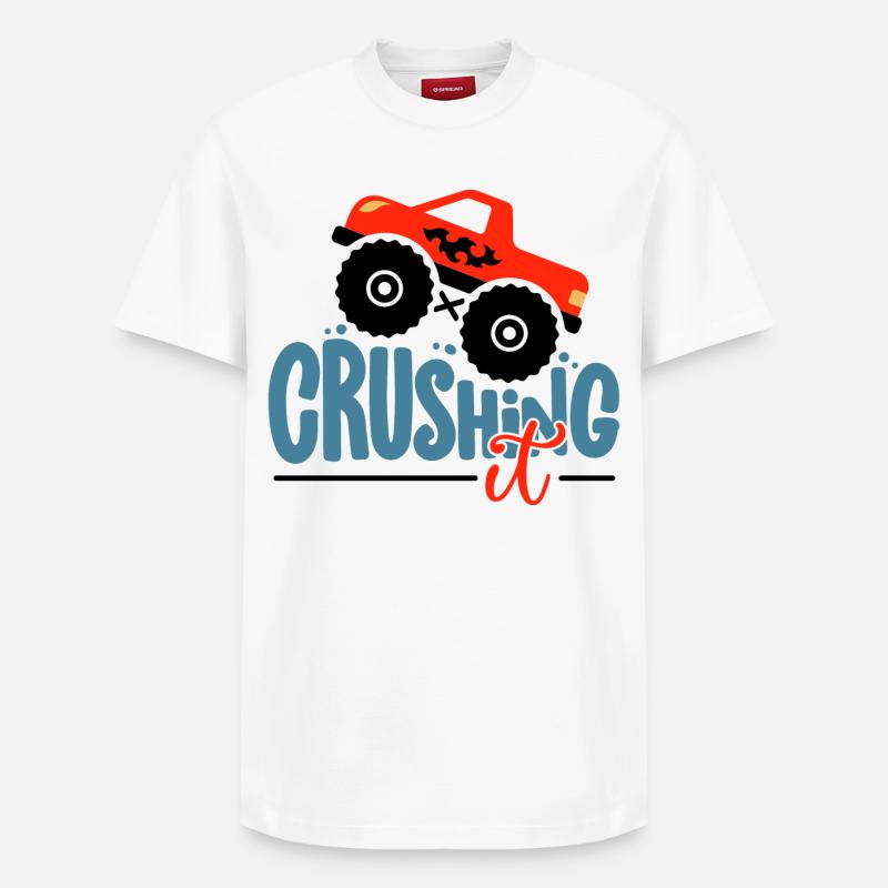 Crushing It Hotrod Grafik - Relaxed Unisex Supima Cotton T-Shirt – von SPREAD - Weiß