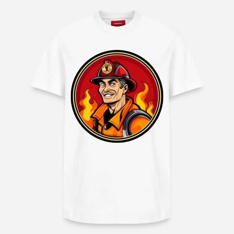 Pompier - T-shirt unisexe décontracté en coton Supima – de SPREAD - blanc