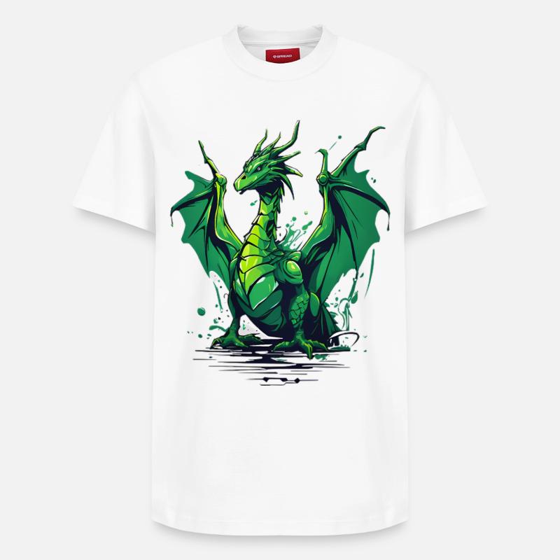 Dragon vert - T-shirt unisexe décontracté en coton Supima – de SPREAD - blanc