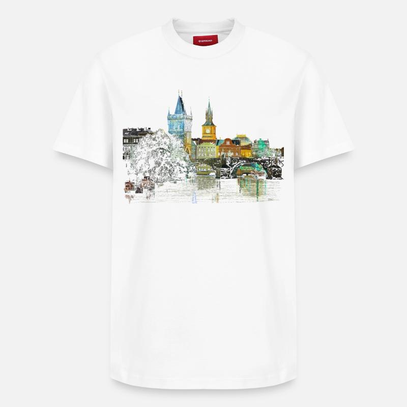 Prag - Relaxed Unisex Supima Cotton T-Shirt – von SPREAD - Weiß