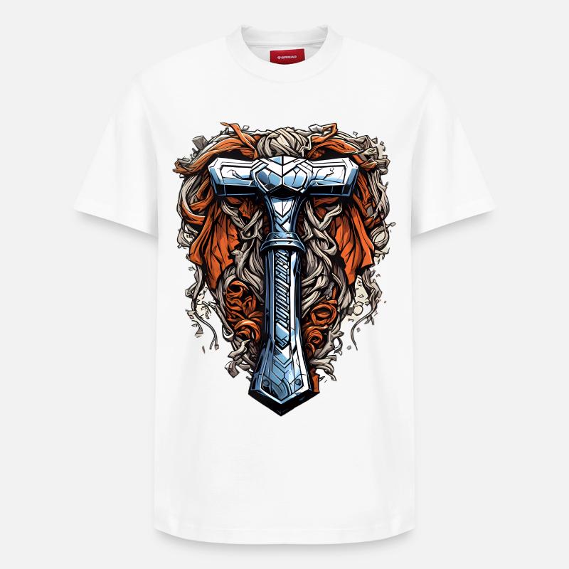 Thors Hammer - Relaxed Unisex Supima Cotton T-Shirt – von SPREAD - Weiß