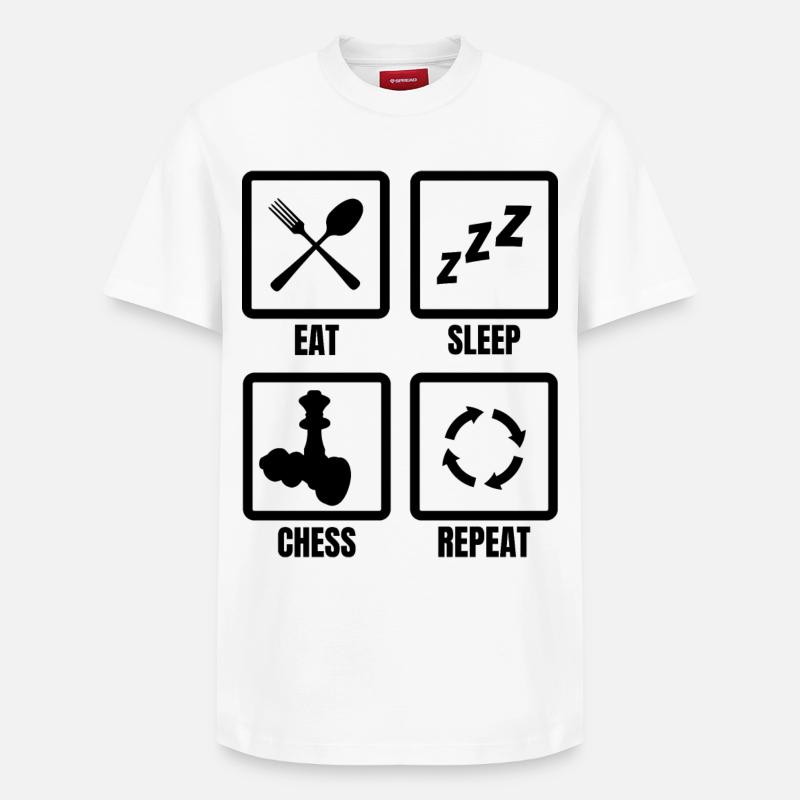 Routine d’échecs - T-shirt unisexe décontracté en coton Supima – de SPREAD - blanc