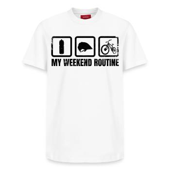 Mountain biker weekend - Relaxed Unisex Supima Cotton T-Shirt – by SPREAD - white - Front - AI Model Female 172 dark (172cm) & AI Model Male 185 dark (185cm)