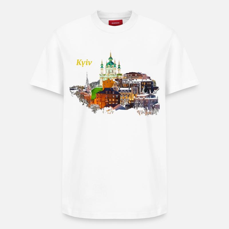 Kiew - Relaxed Unisex Supima Cotton T-Shirt – von SPREAD - Weiß