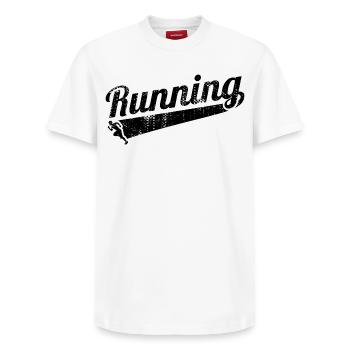 Run - Relaxed Unisex Supima Cotton T-Shirt – by SPREAD - white - Front - AI Model Female 172 dark (172cm) & AI Model Male 185 dark (185cm)