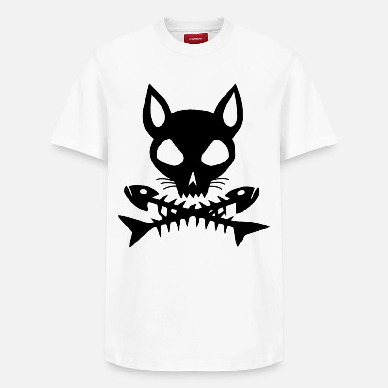 Schwarzer Katzenschädel - Relaxed Unisex Supima Cotton T-Shirt – von SPREAD - Weiß