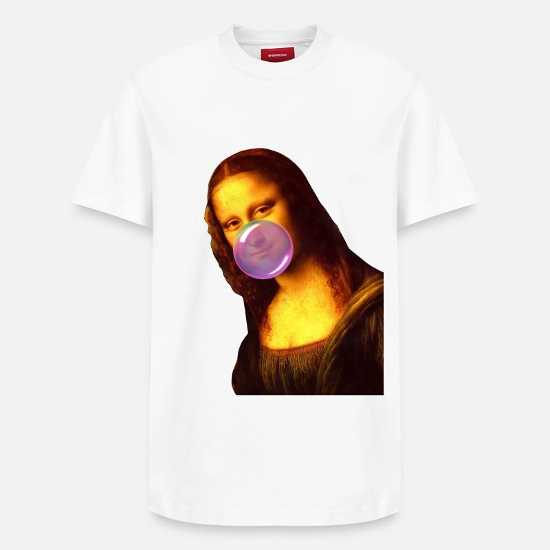 Mona Lisa Kaugummi Bubble - Relaxed Unisex Supima Cotton T-Shirt – von SPREAD - Weiß