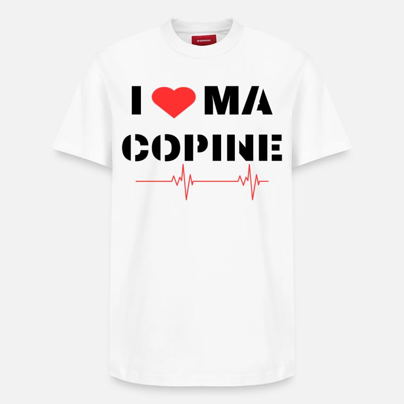Déclaration d'amour à ma copine - T-shirt unisexe décontracté en coton Supima – de SPREAD - blanc