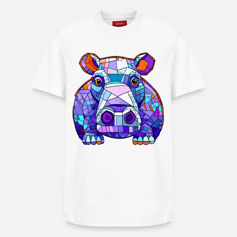 Hippopotame hippopotame - T-shirt unisexe décontracté en coton Supima – de SPREAD - blanc