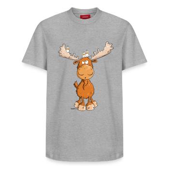Drôle d’orignal I orignal I cerf renne - T-shirt unisexe décontracté en coton Supima – de SPREAD - blanc - Devant - AI Model Female 172 dark (172cm) & AI Model Male 185 dark (185cm)