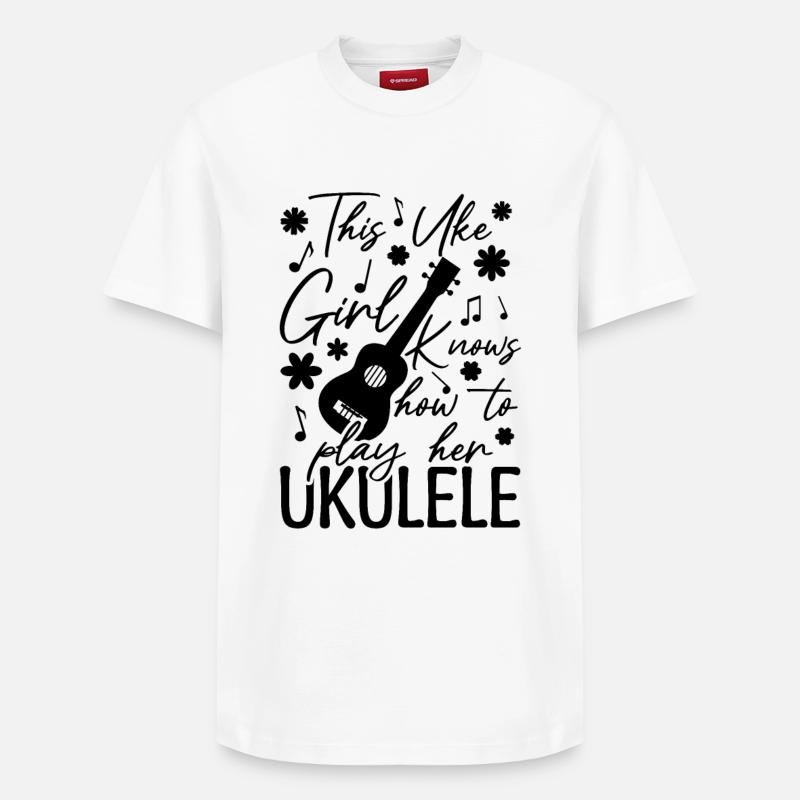 Fille de ukulélé - T-shirt unisexe décontracté en coton Supima – de SPREAD - blanc