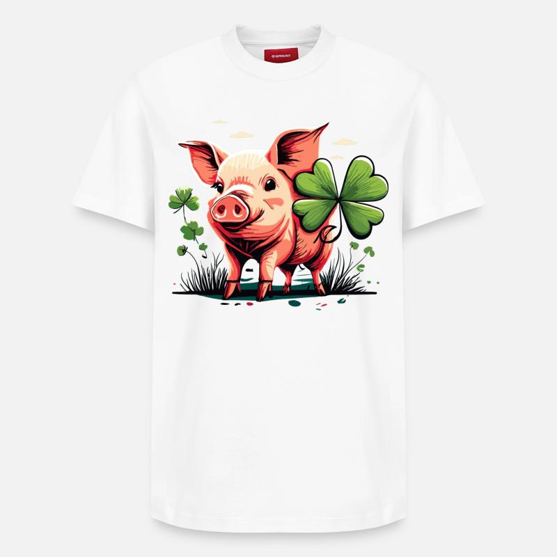 Cochon porte-bonheur - T-shirt unisexe décontracté en coton Supima – de SPREAD - blanc