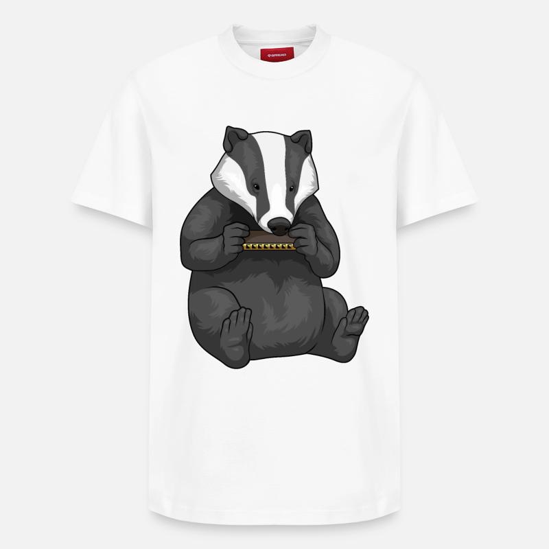 Blaireau musicien harmonica musique - T-shirt unisexe décontracté en coton Supima – de SPREAD - blanc