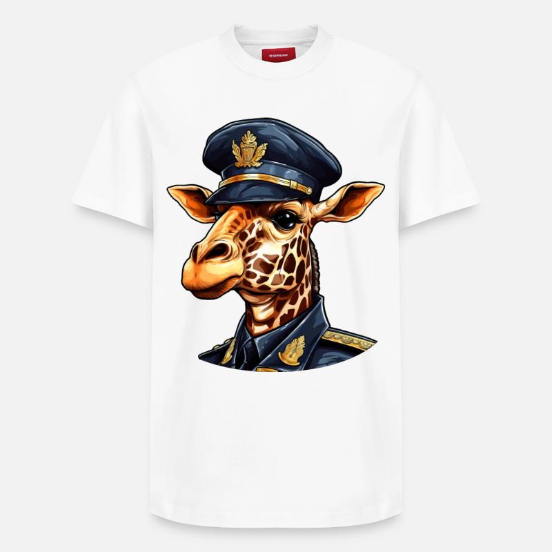 Girafe Policier - T-shirt unisexe décontracté en coton Supima – de SPREAD - blanc