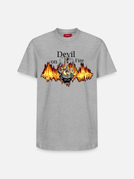 Devil on Fire Skull Flame - Relaxed Unisex Supima Cotton T-Shirt – by SPREAD - white