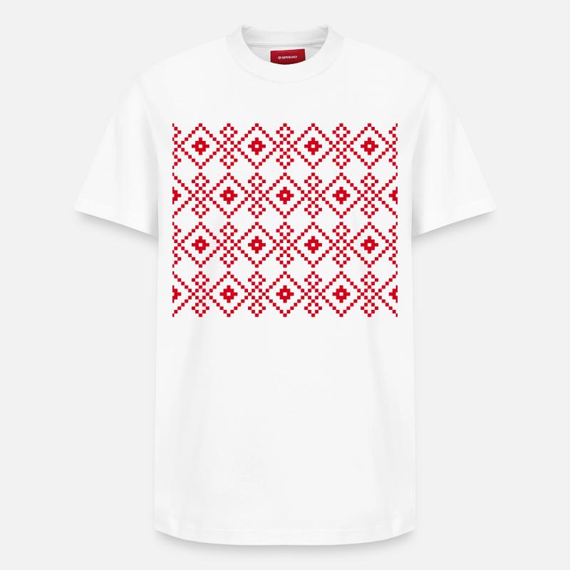 Weihnachtlicher einfarbiger Pullover (rot) - Relaxed Unisex Supima Cotton T-Shirt – von SPREAD - Weiß