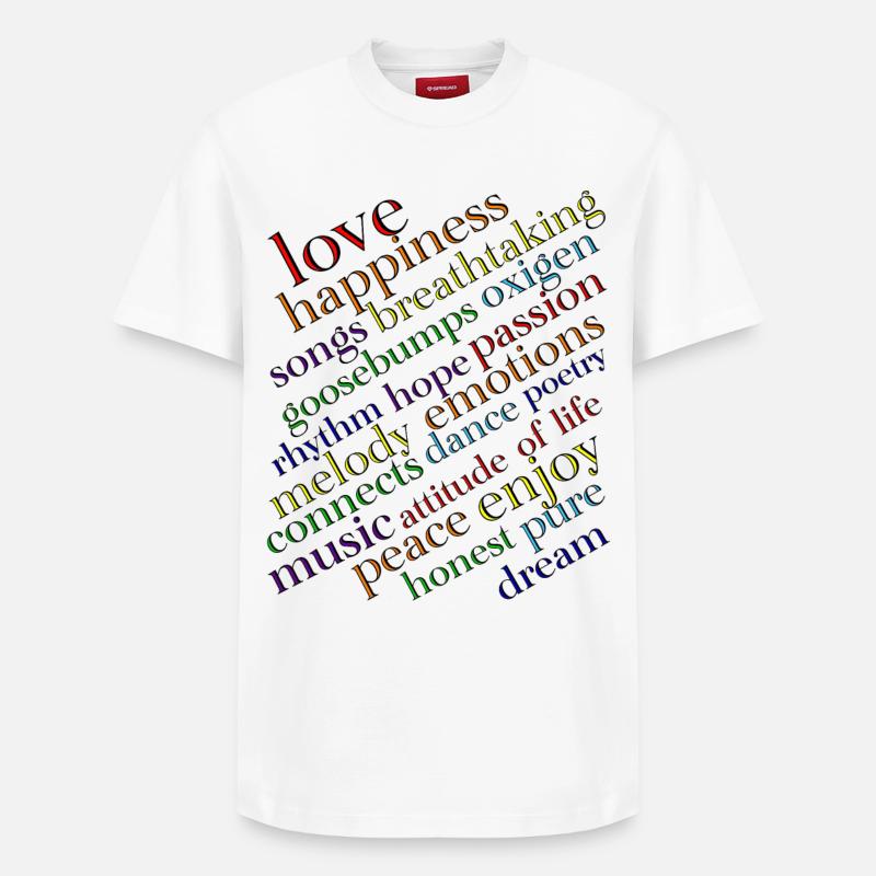 Regenbogen Typografie Lebensfreude - Relaxed Unisex Supima Cotton T-Shirt – von SPREAD - Weiß