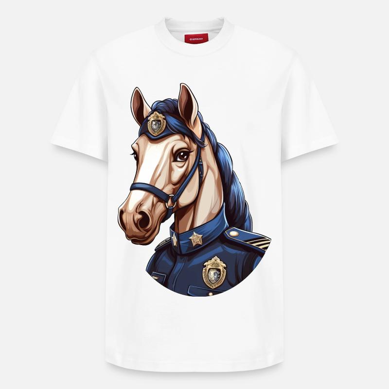 Polizei Pferd - Relaxed Unisex Supima Cotton T-Shirt – von SPREAD - Weiß