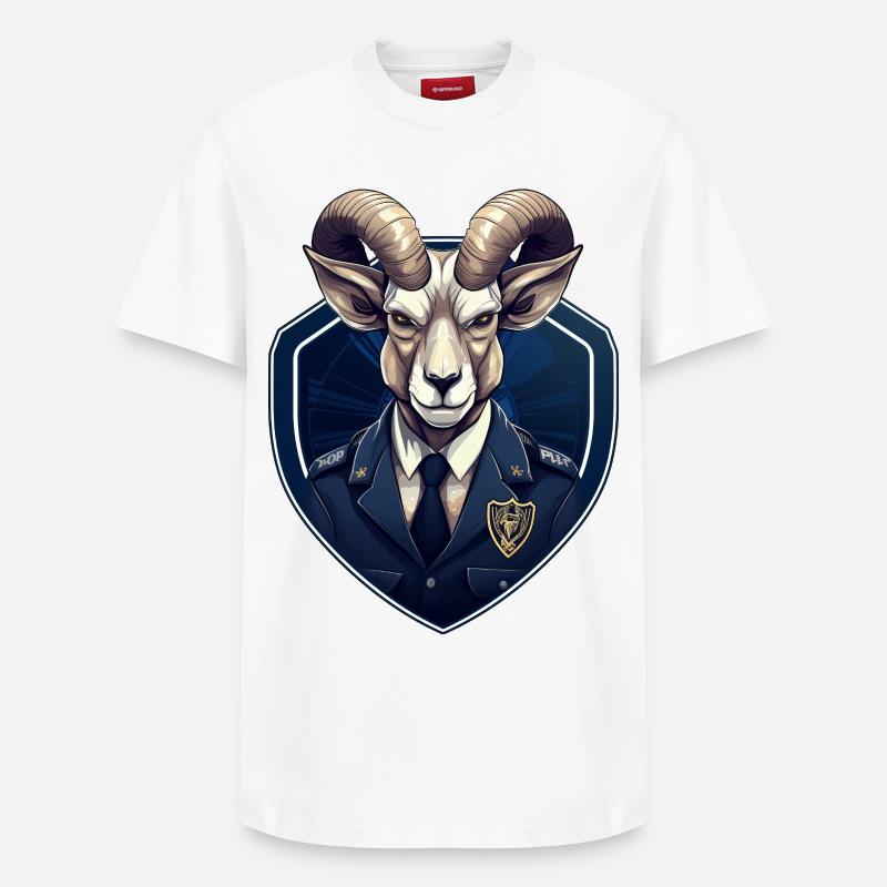 Polizei Steinbock - Relaxed Unisex Supima Cotton T-Shirt – von SPREAD - Weiß