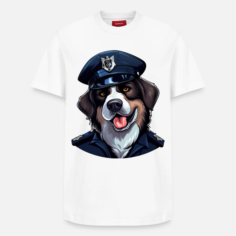 Chiens Police - T-shirt unisexe décontracté en coton Supima – de SPREAD - blanc