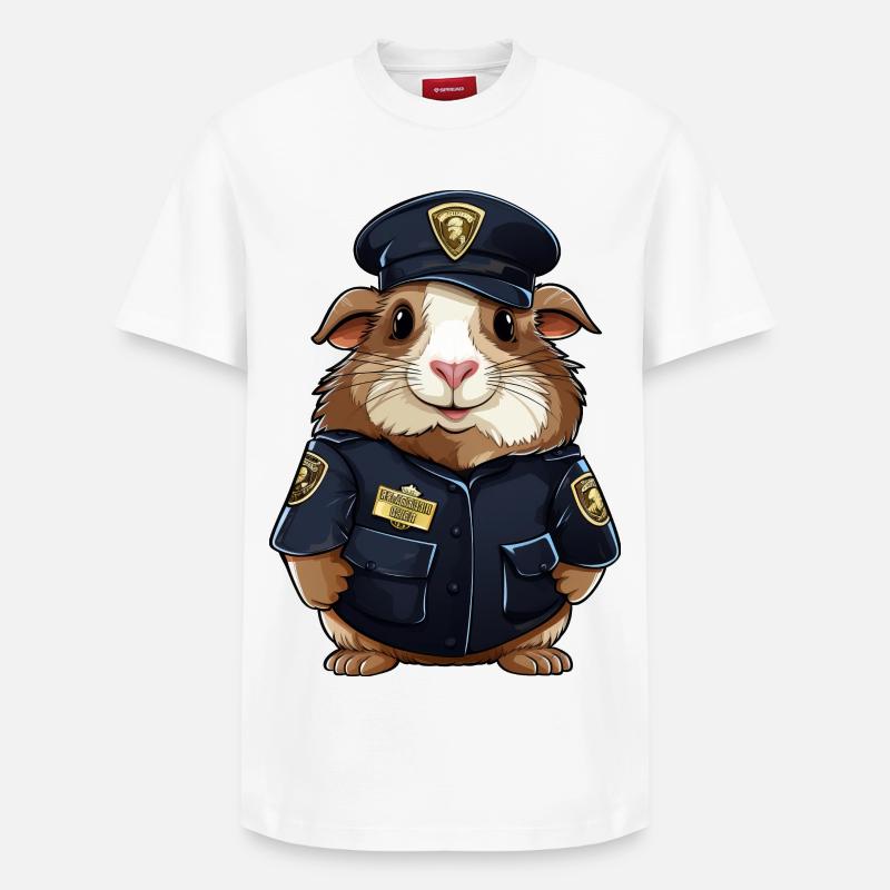 Cochon d’Inde policier - T-shirt unisexe décontracté en coton Supima – de SPREAD - blanc