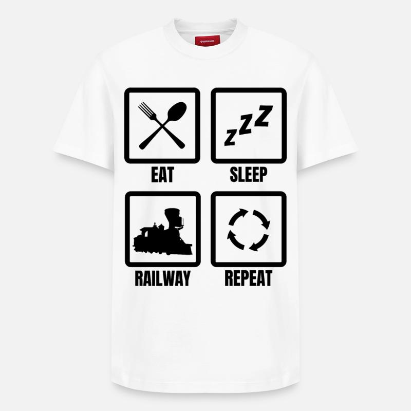 Eisenbahnliebhaber Routine - Relaxed Unisex Supima Cotton T-Shirt – von SPREAD - Weiß