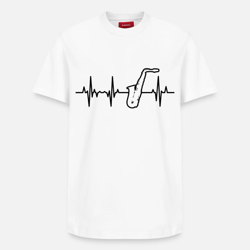 Palpitations cardiaques au saxophone - T-shirt unisexe décontracté en coton Supima – de SPREAD - blanc